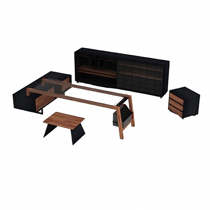 Peru Camlı Ofis Masa Takımı