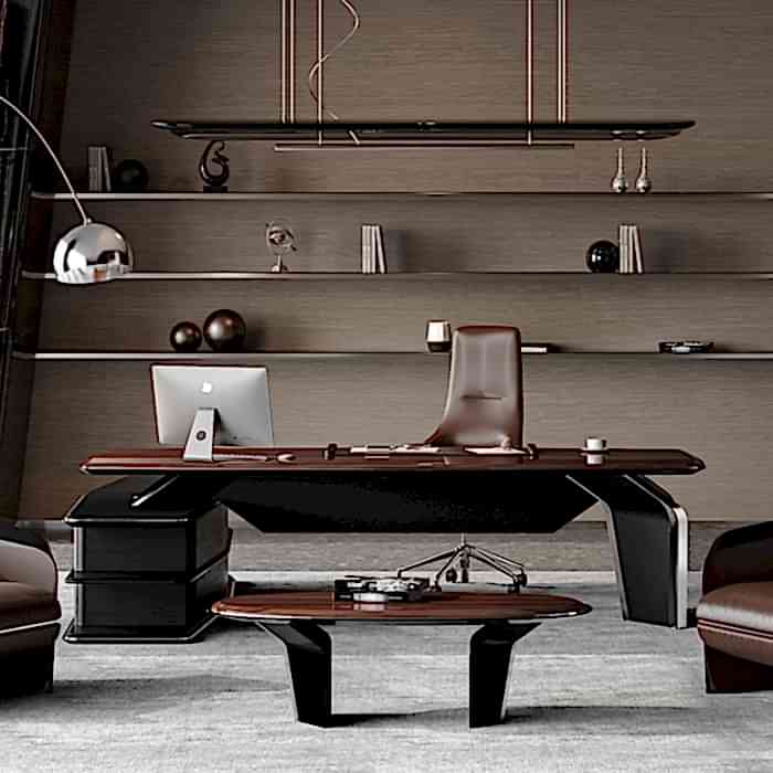 Wilton Masa Takımı -Executive Makam Masası | Cilalı Ahşap Özel Tasarım Ofis Mobilyası 